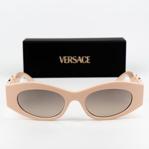 NEW Versace VE4480U 54946I Nude Brown Mirror  Oval Unisex Sunglasses